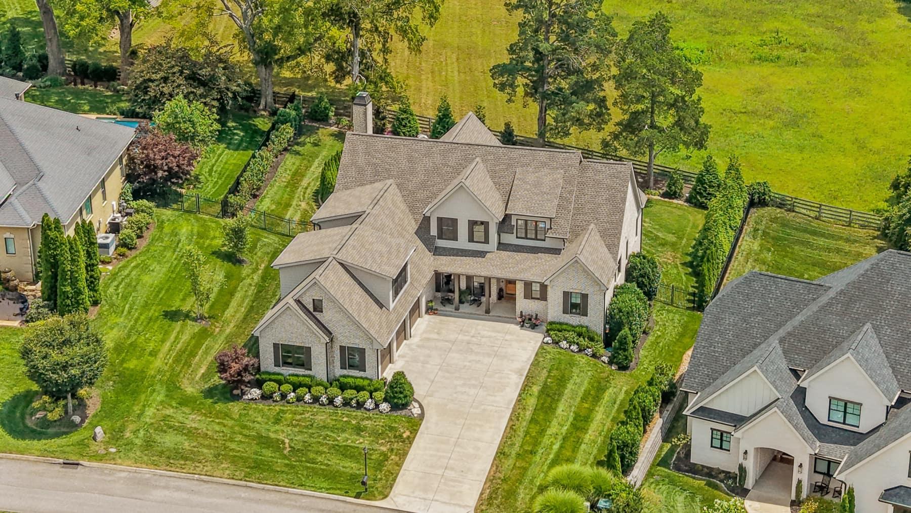 Aerial drone photo of an estate on open acreage