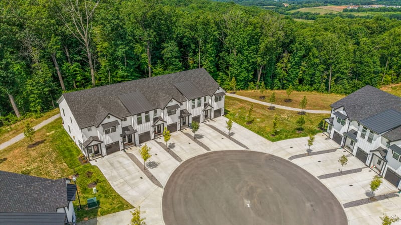 Drone aerial of the community during its construction phase