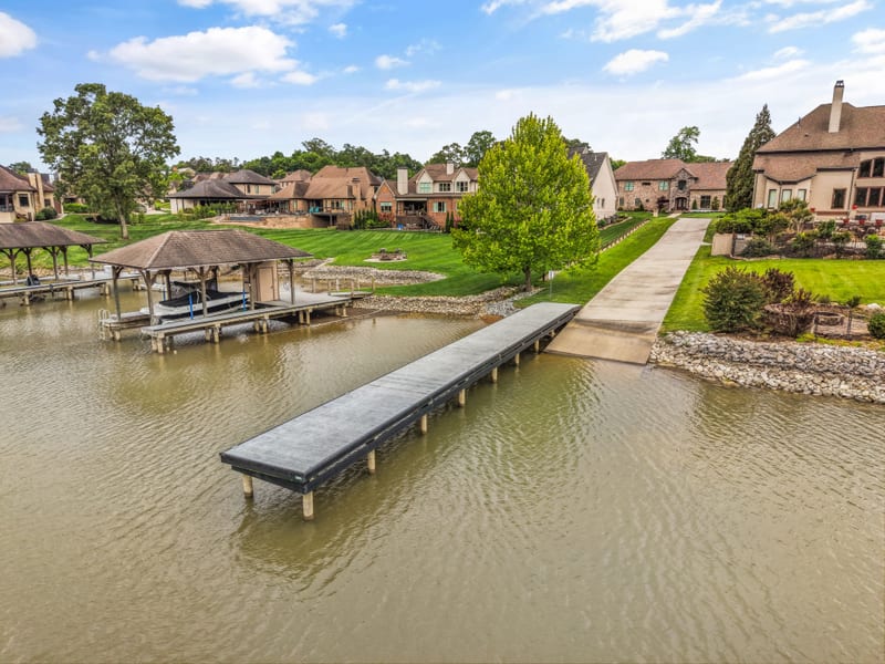 Community dock and boat launch at the lake